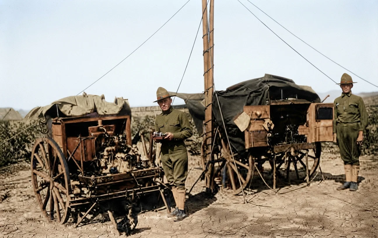 Underwood & Underwood, N. Y. FIELD WIRELESS USED BY UNITED STATES TROOPS