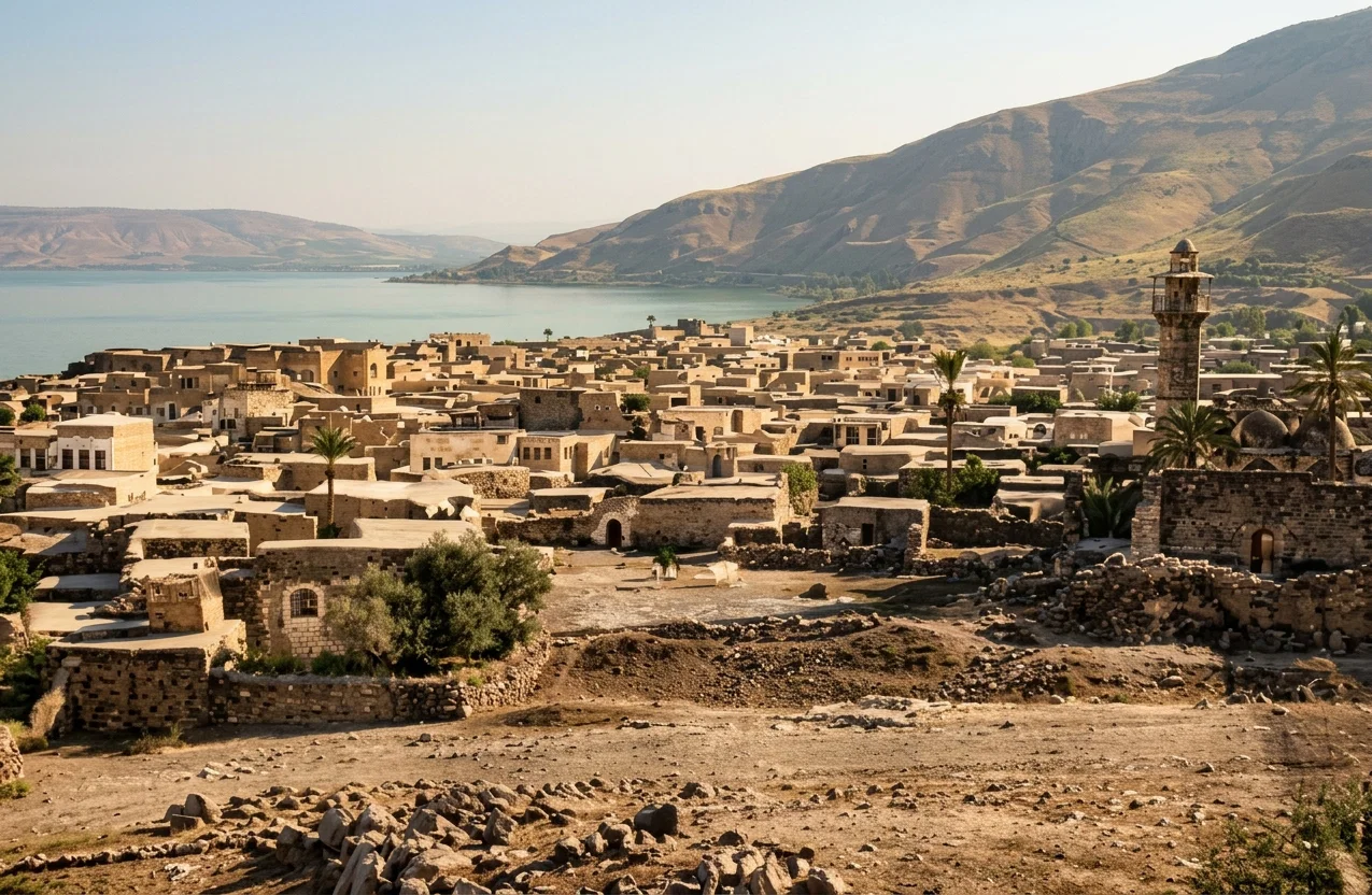 Sea of Galilee and City of Tiberias.
