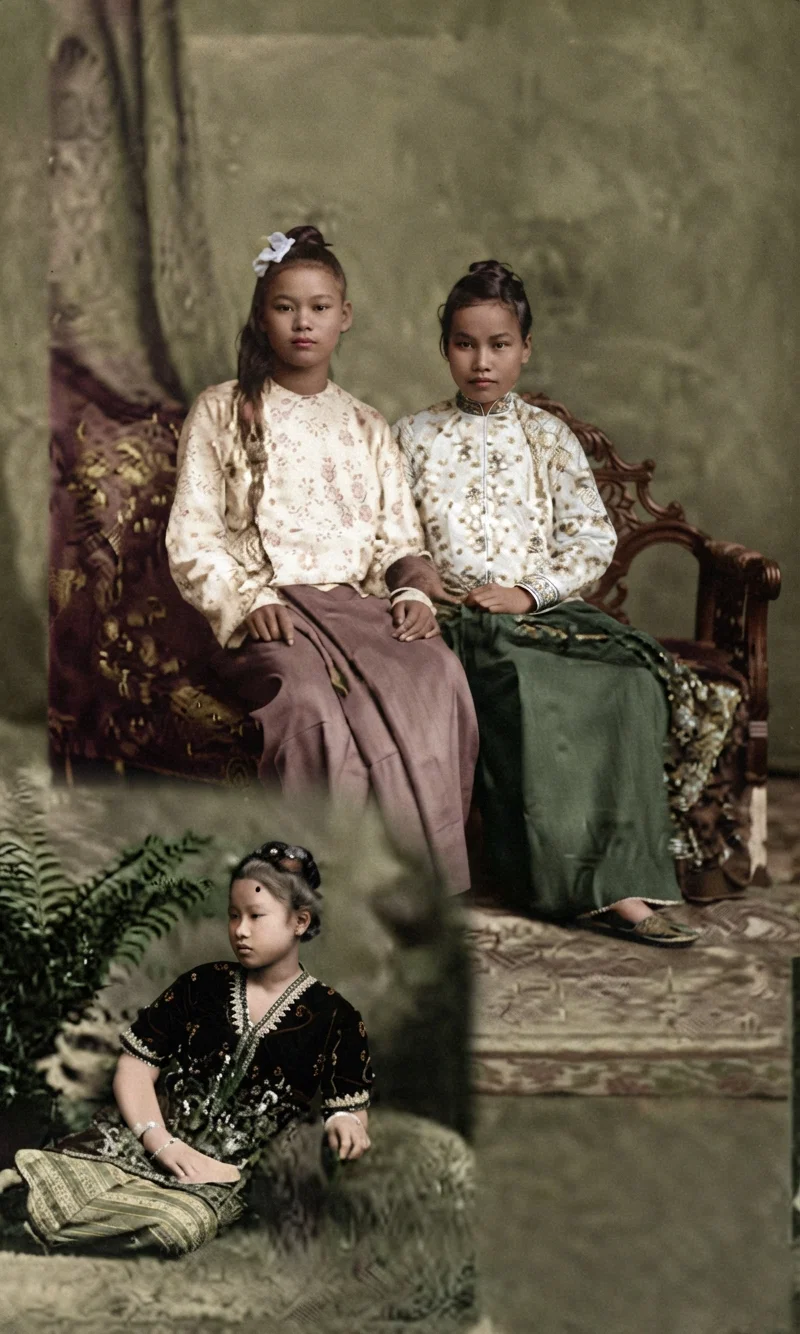 AN INDIAN QUEEN (IN VEILED MOHAMMEDAN COSTUME AT THE RIGHT)