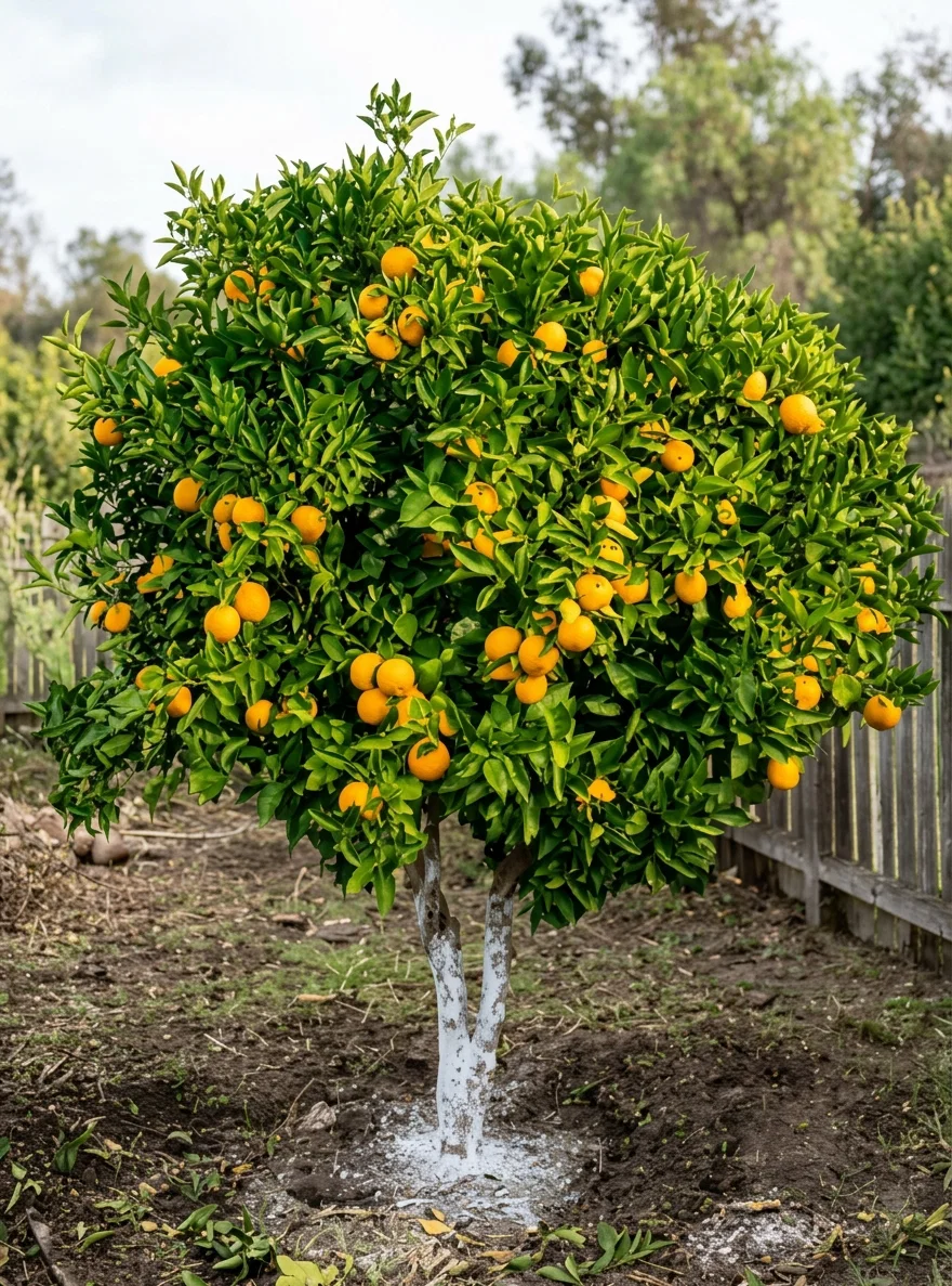 From a photograph of an orange tree six years old. This particular tree grows at Livermore, not far from this city. Seen in its natural color, the golden oranges intermingled with the green leaves form a beautiful picture.