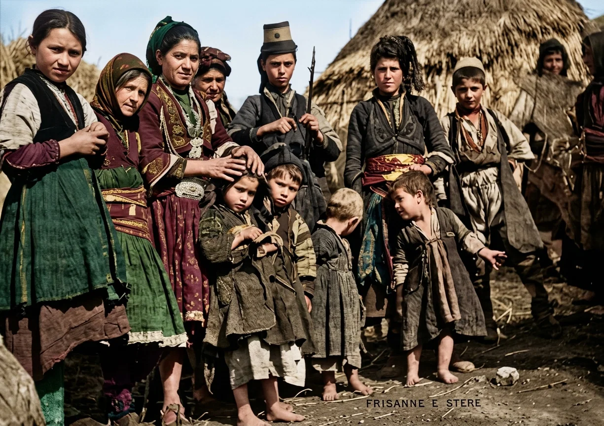 A group of Albanian villagers waiting for the Gospel in simple Greek.