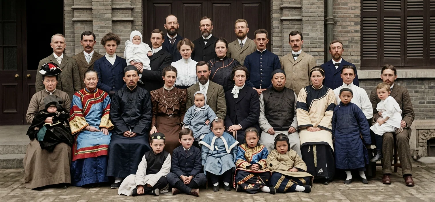 A COMPANY OF MISSIONARIES IN CONFERENCE AT SHANGHAI