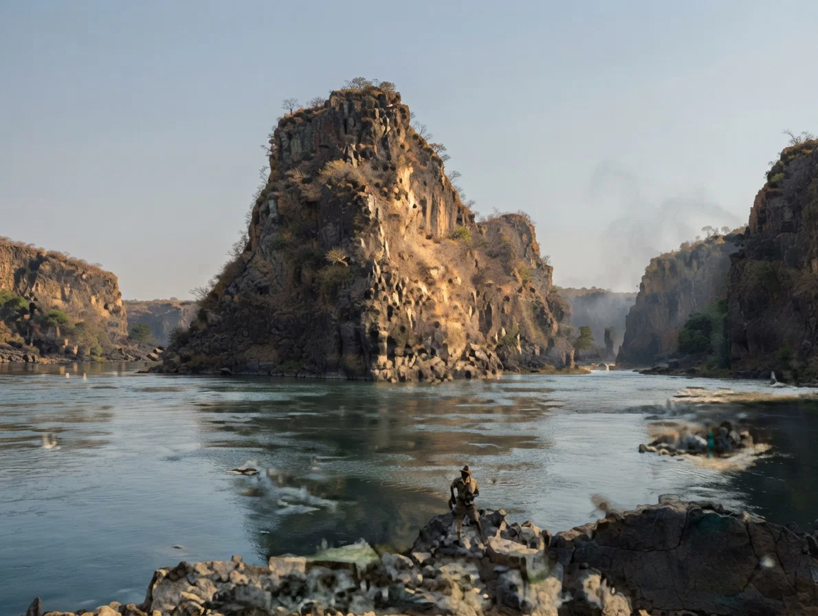 SCENE ON THE ZAMBEZI RIVER BELOW VICTORIA FALLS