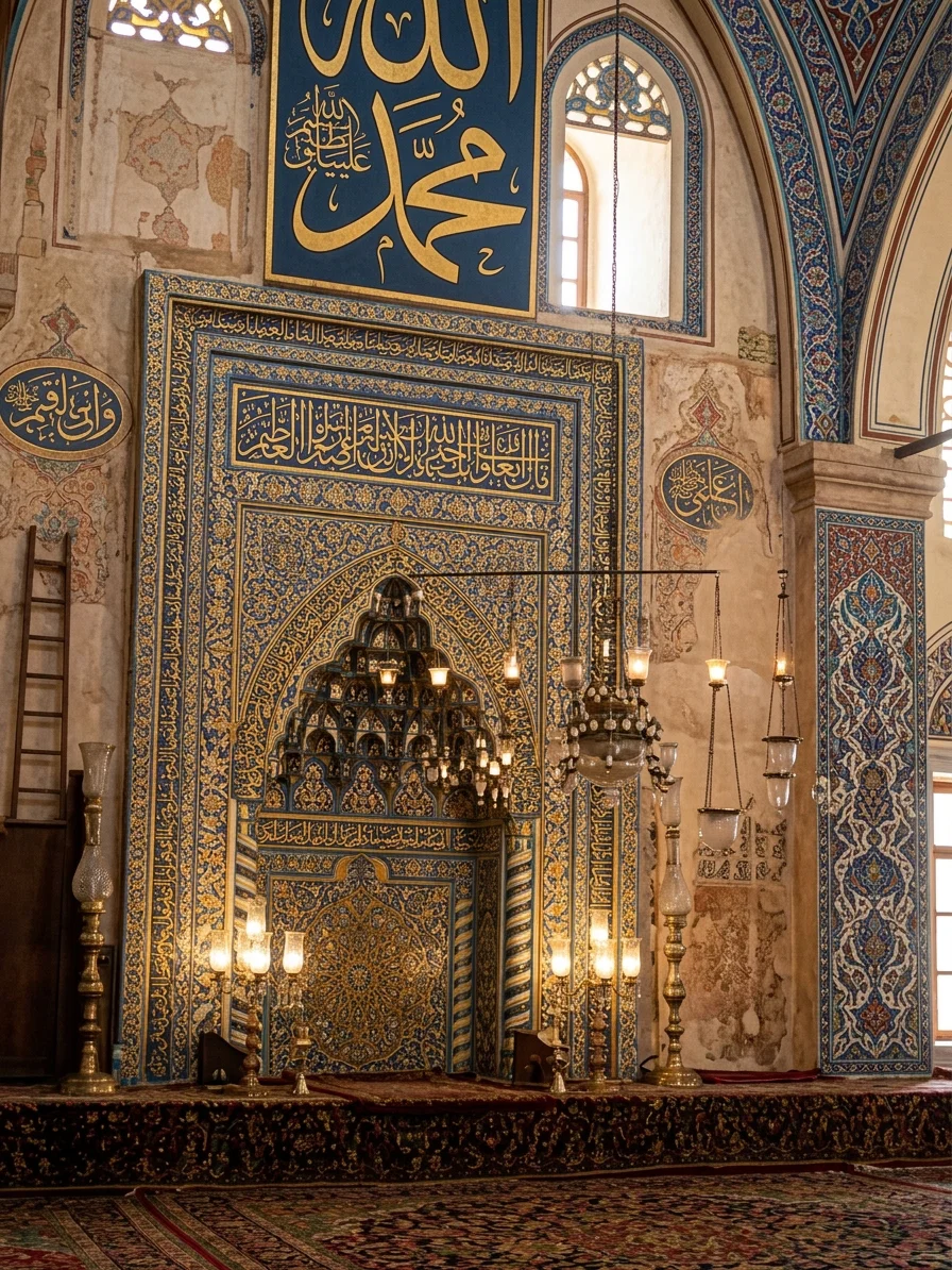 VIEW OF SANCTUARY IN ULU JAMI, MOSQUE OF BRUSA