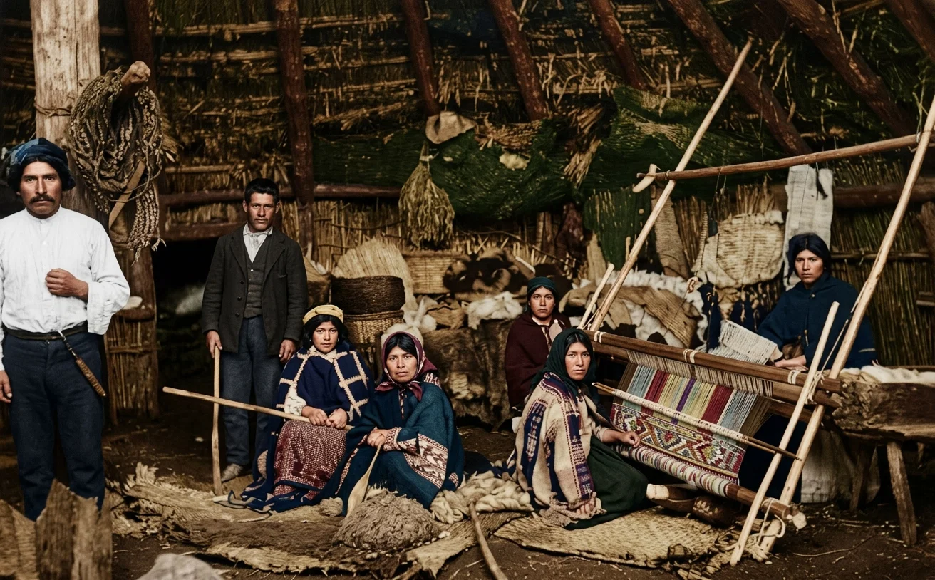 INTERIOR OF NATIVE HUT, CHILE