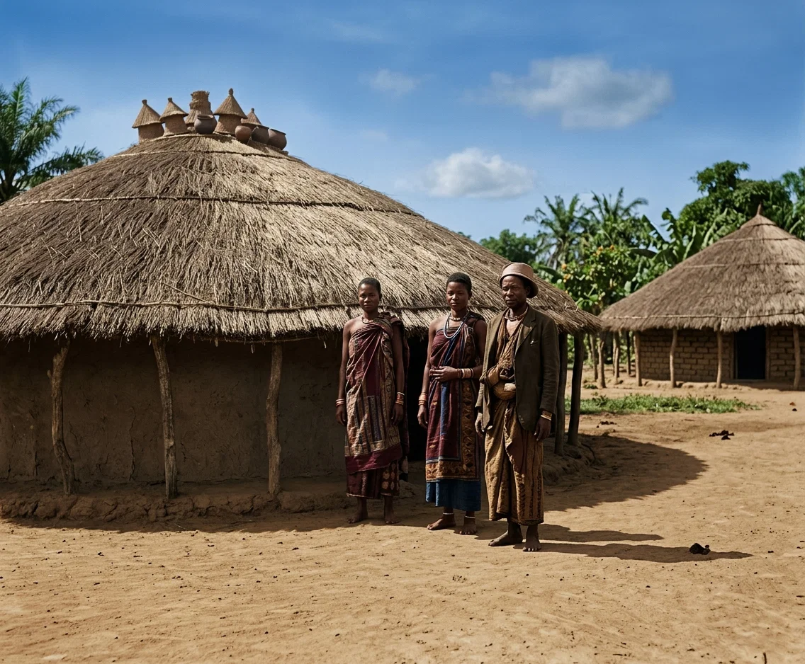 Photo by J. C. Rogers
CHIEF OF VILLAGE, IN BELGIAN KONGO,
AND HIS WIVES
