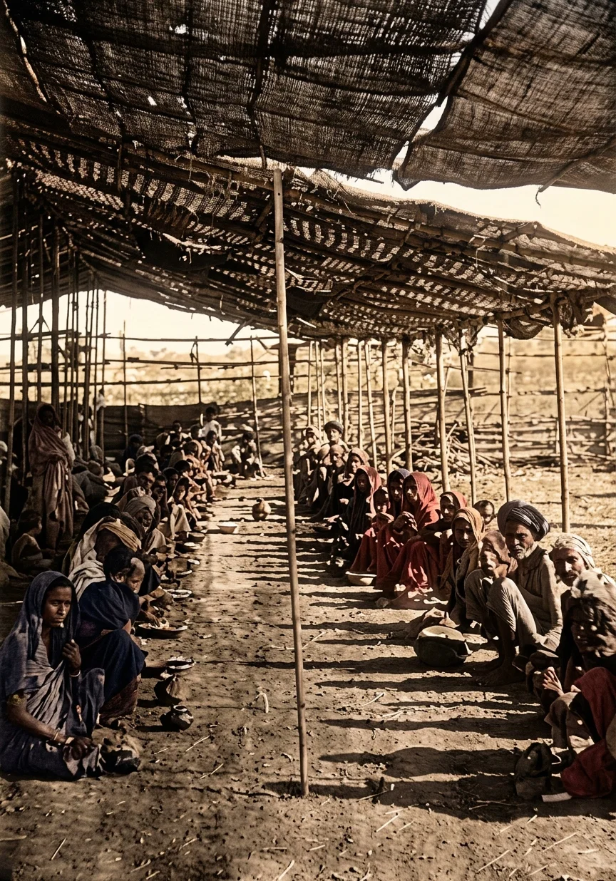 A Famine-stricken Relief Camp in India.
Saved—by two cents a day.