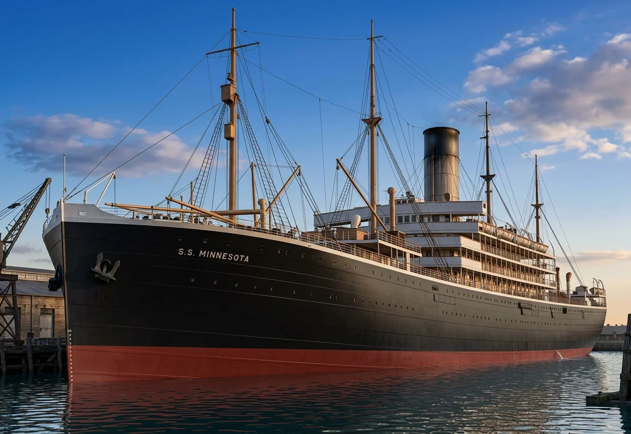 Pacific Liner "Minnesota," injured June 20 by fire.