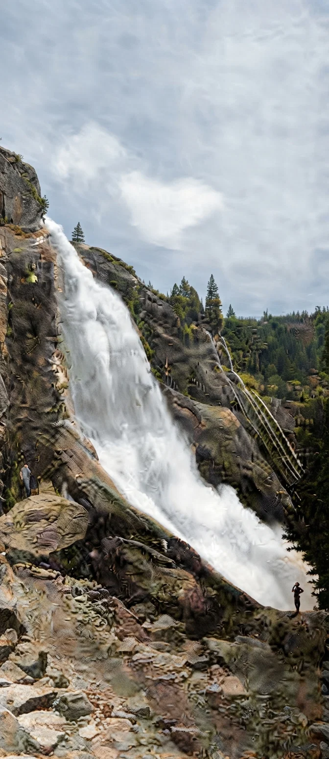 Photo by E. J. Drake. Nevada Falls, Yosemite Valley. Height of Fall, 605 Feet.