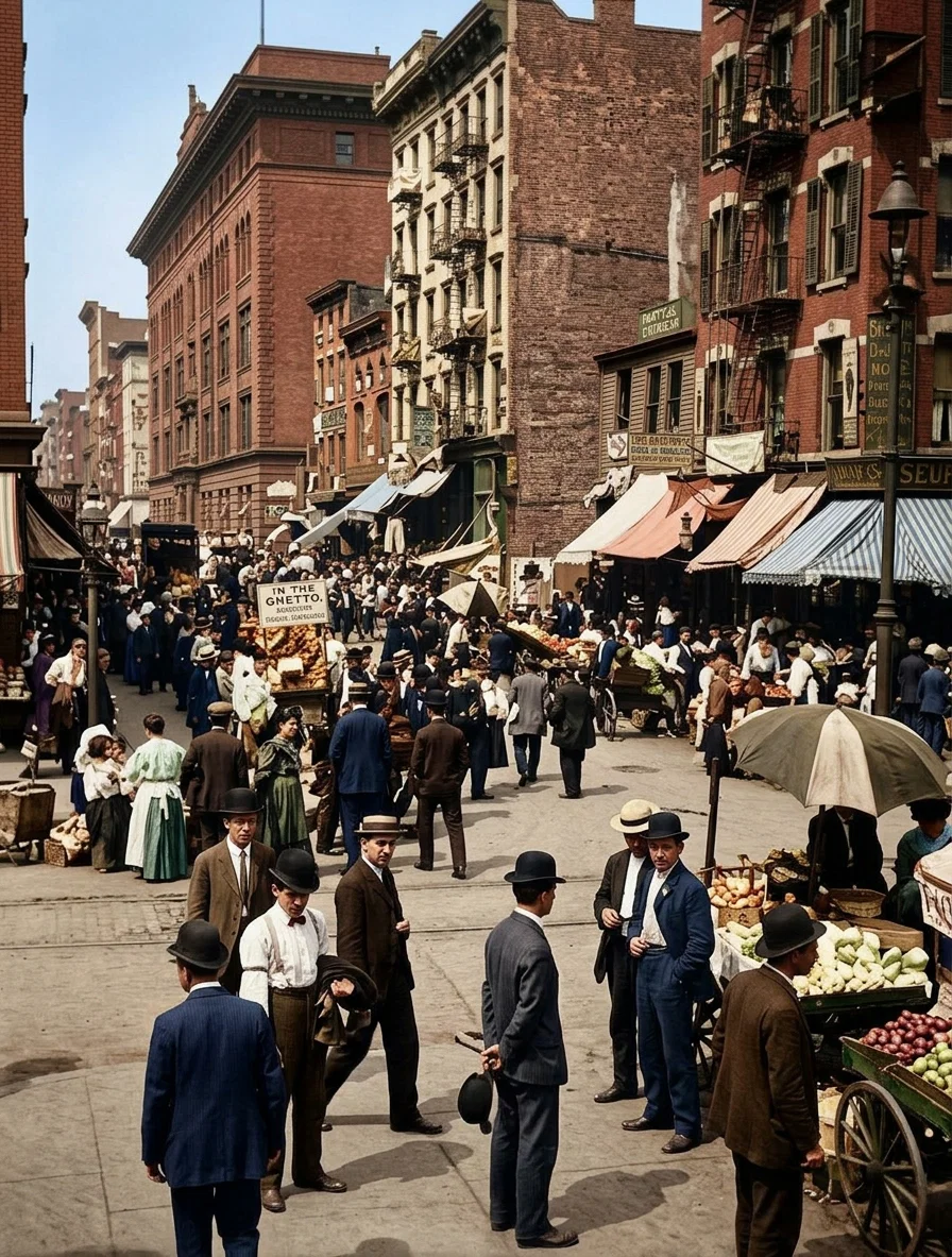 IN THE GHETTO, NEW YORK CITY. COPYRIGHT BY UNDERWOOD AND UNDERWOOD, NEW YORK.