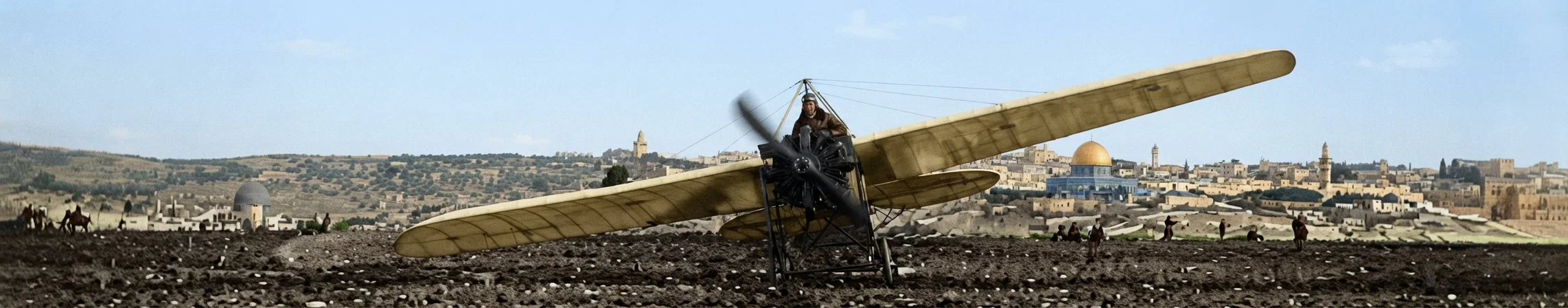 FIRST AEROPLANE IN JERUSALEM Photograph by Underwood & Underwood, N. Y.