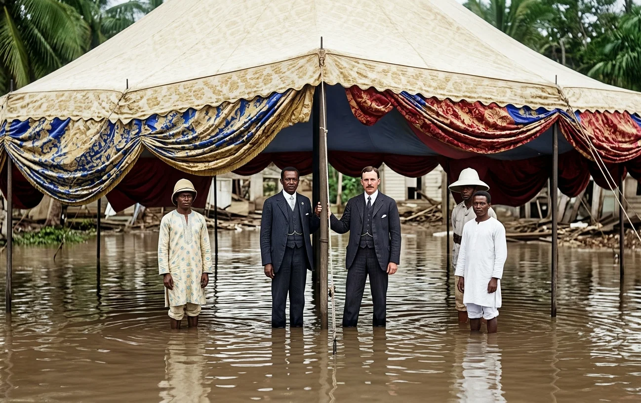 THE FLOODED TENT AT PORT MARIA, JAMAICA