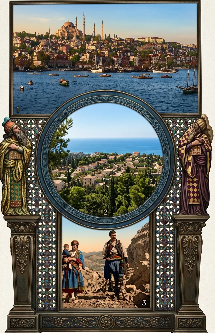 1. CONSTANTINOPLE
2. GERMAN COLONY, MT. CARMEL, SYRIA
3. GREEKS