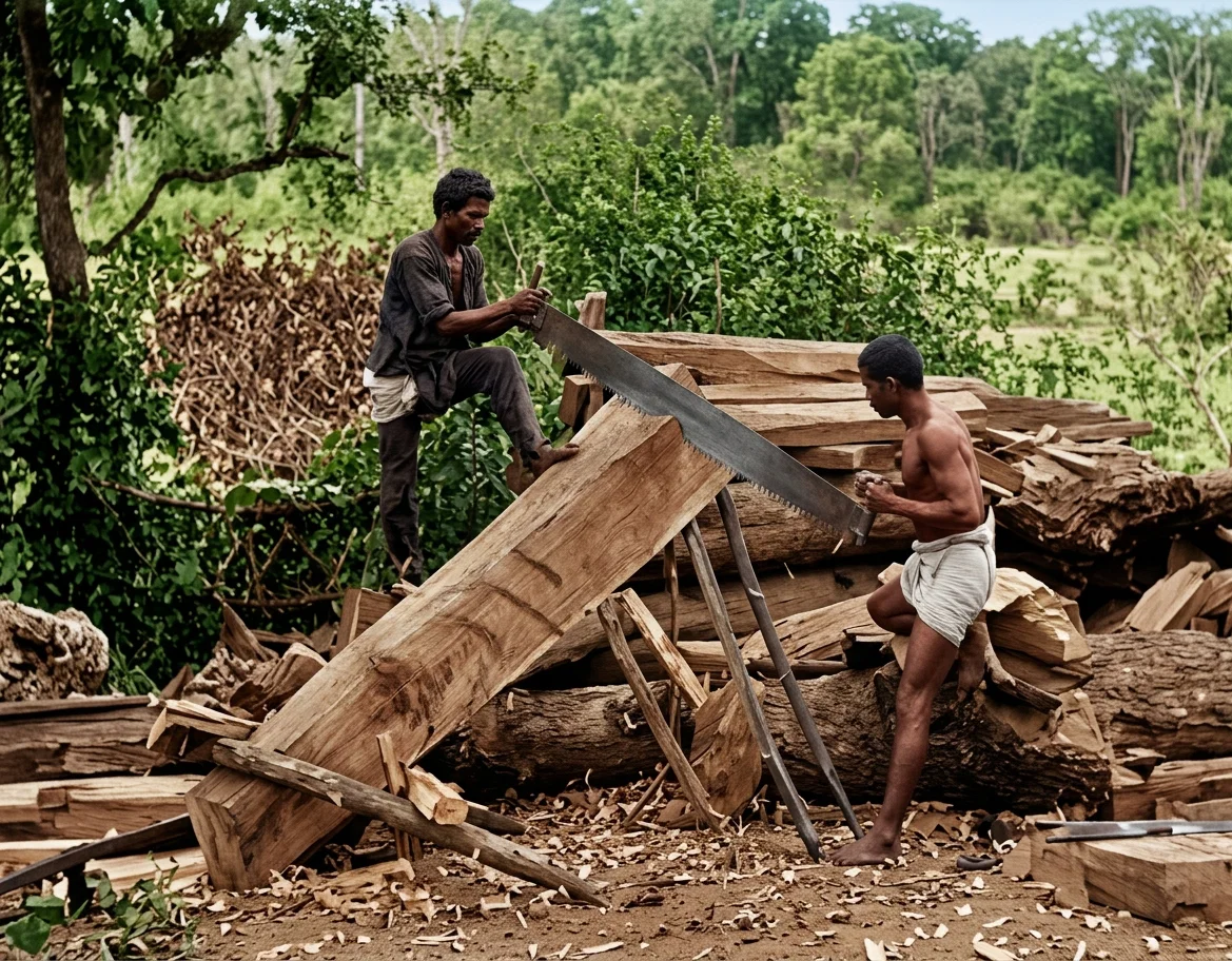 NATIVES OF INDIA SAWING LUMBER