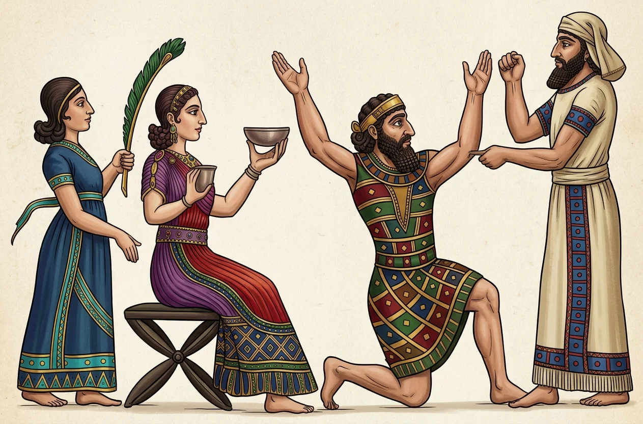 WOMAN WITH CUP, FROM BABYLON (Kitto's “Biblical Cyclopædia,” Edinburgh, 1856)