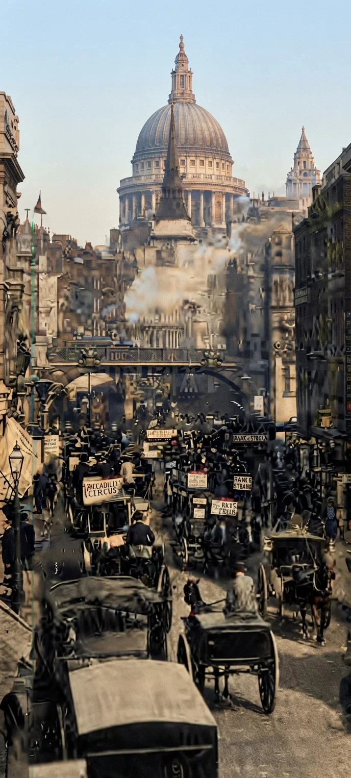 Ludgate Hill and Circus, from Fleet Street, London.