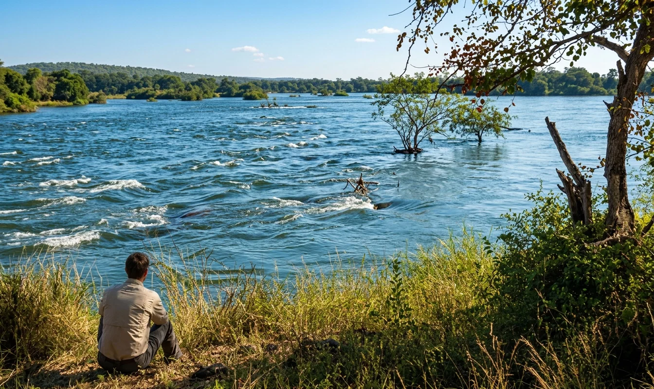 THE ZAMBESI RIVER ABOVE THE FALLS