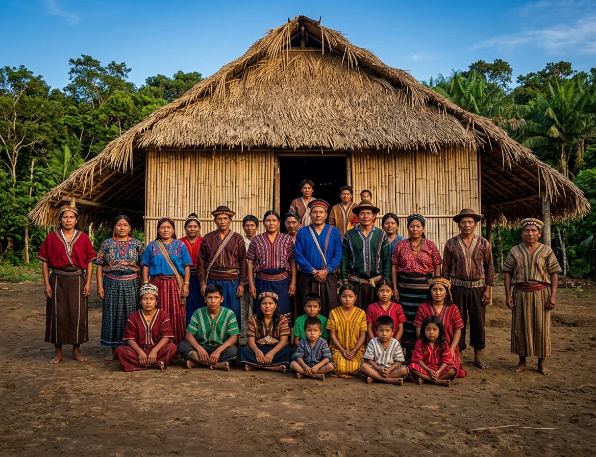 GROUP OF ABORIGINAL INDIANS AND THEIR CHURCH