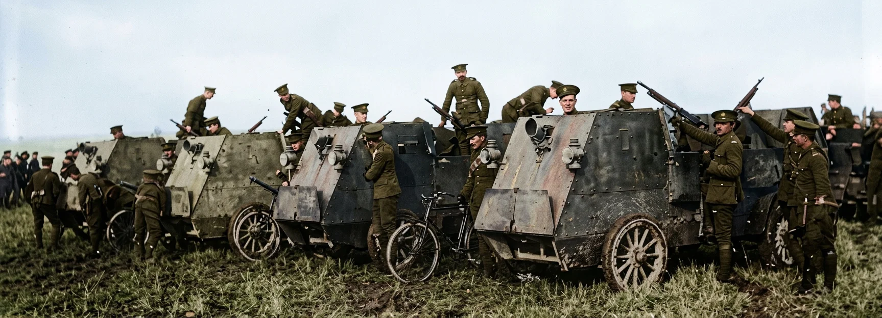 CANADIAN ARMORED CARS SENT TO THE BATTLE FRONT IN EUROPE