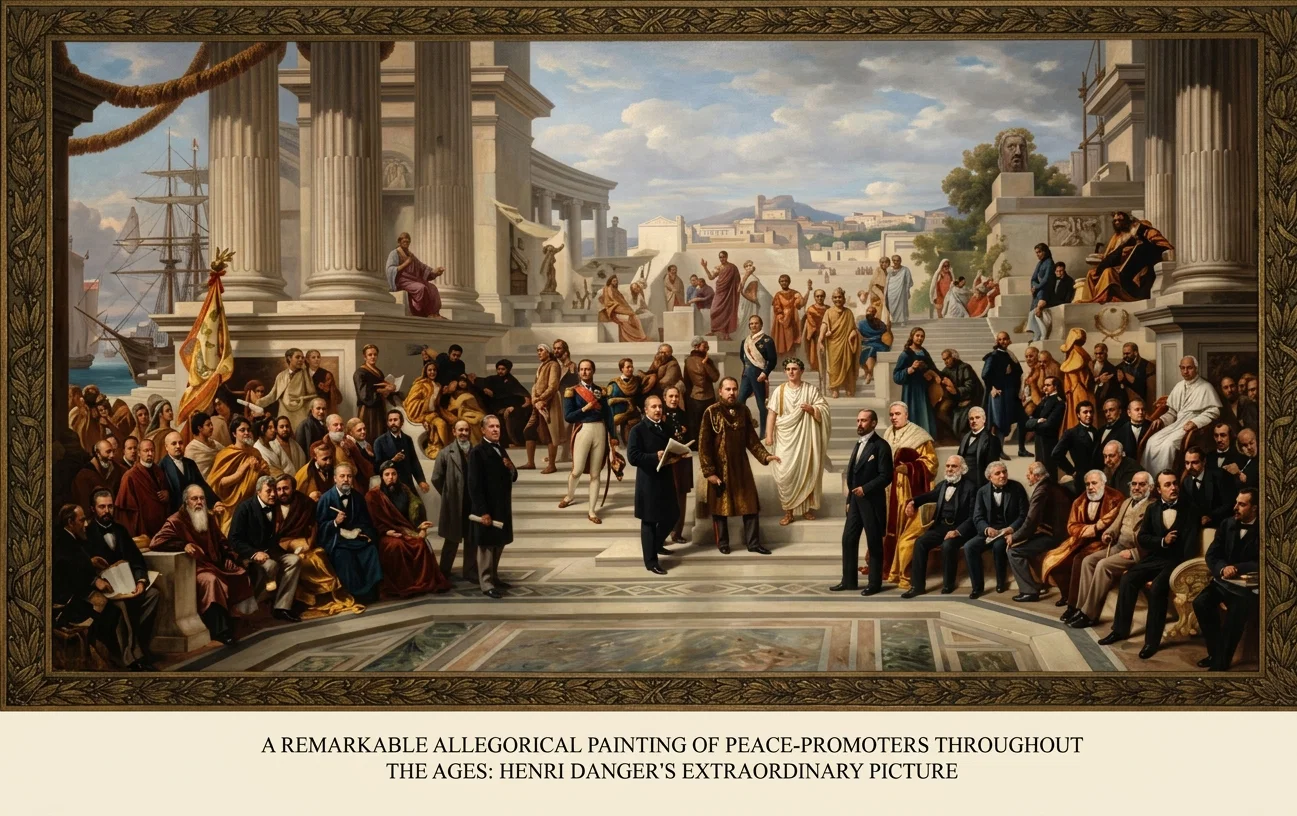 A REMARKABLE ALLEGORICAL PAINTING OF PEACE-PROMOTERS THROUGHOUT THE AGES: HENRI DANGER'S EXTRAORDINARY PICTURE