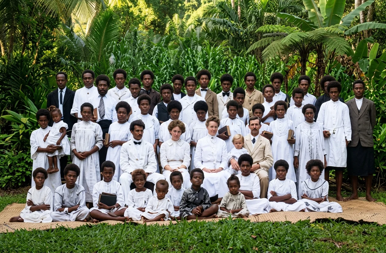 TEACHERS AND STUDENTS OF OUR FIJI SCHOOL AT BURESALA, OVALAU