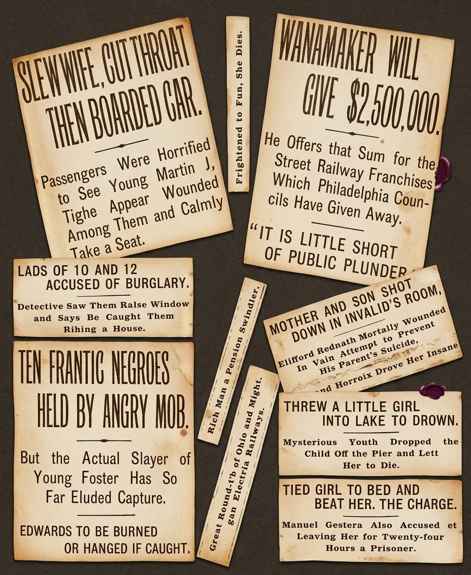 Some Headings from the First Page of a Single Daily Paper.