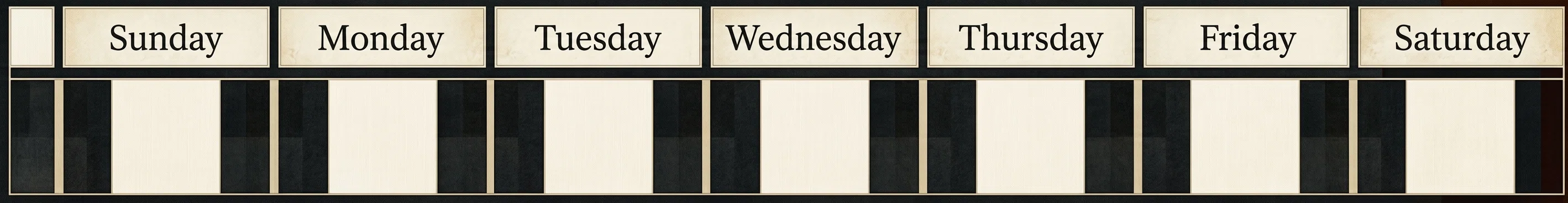 The World's Week and the World's Days
Beginning at Midnight and Ending at Midnight
