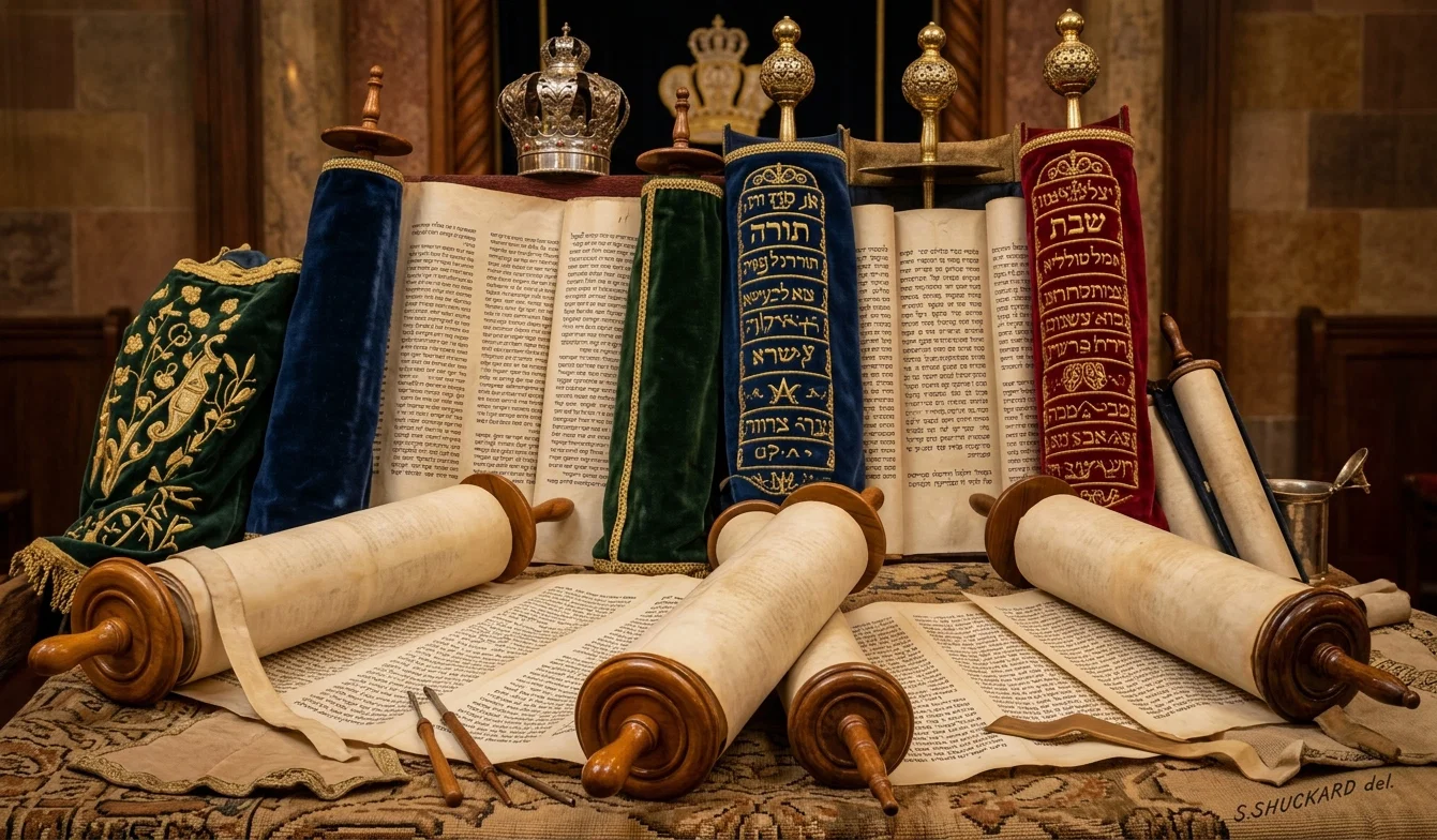 THE ROLLS OF THE LAW AS READ IN THE SYNAGOGUE WORSHIP