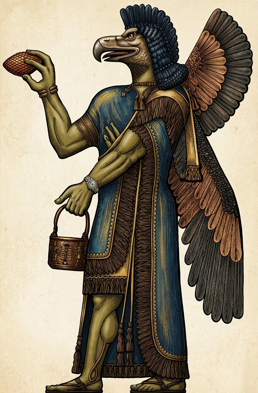 Eagle-headed, Winged, Human-bodied Genius, or Deity.