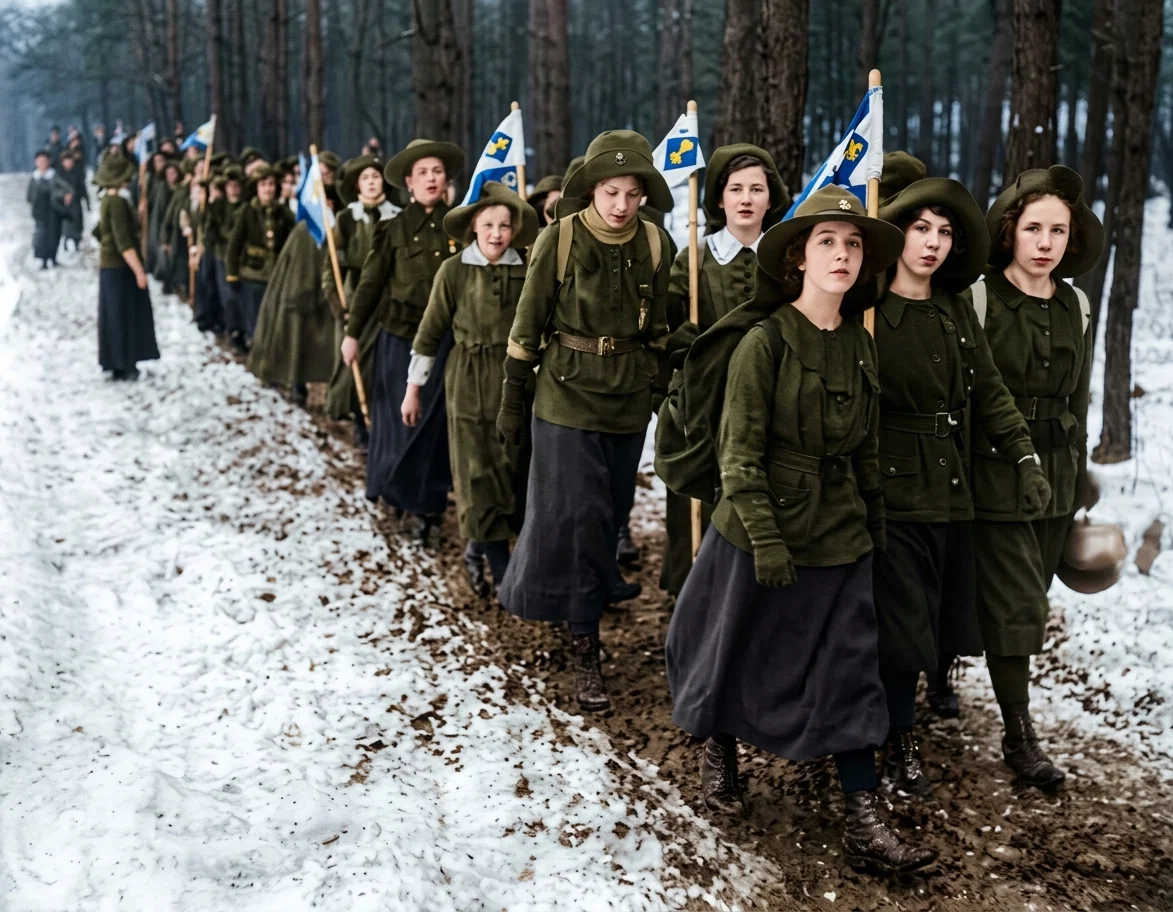 Marching Girl Scouts in Germany