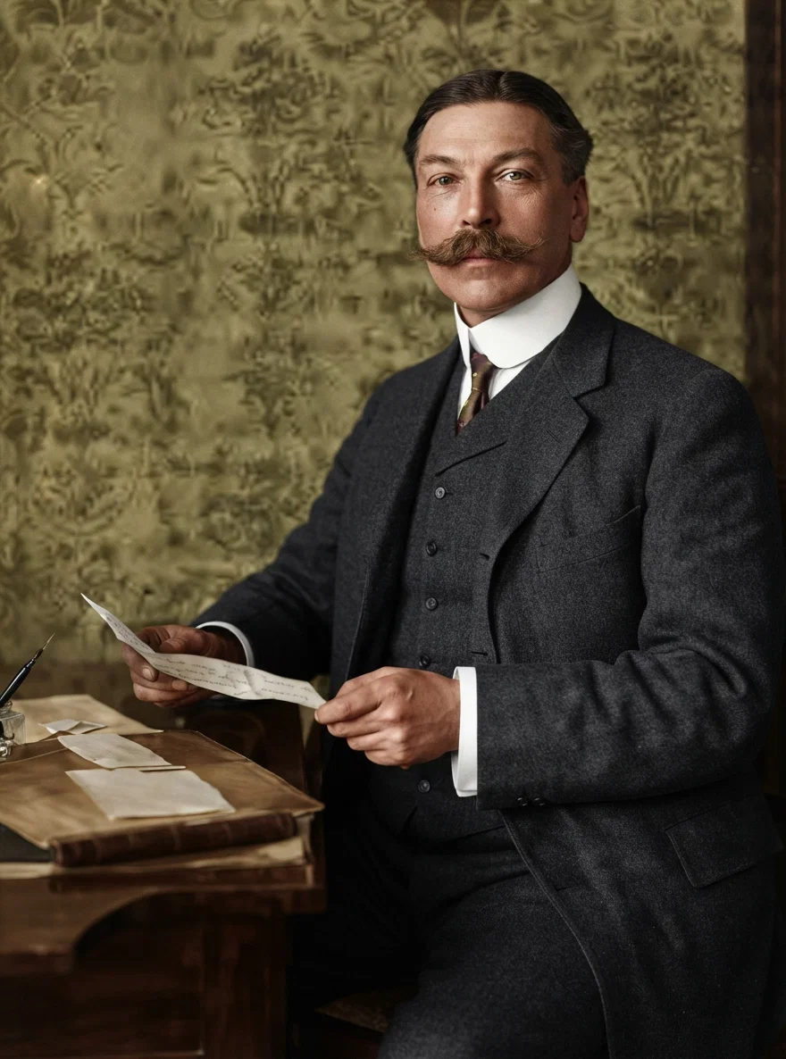 Stereograph, Copyright 1907, Underwood & Underwood, New York "Maarten Maartens" (Mr. J. M. Vander Poorten-Schwartz), the noted Dutch Publicist.