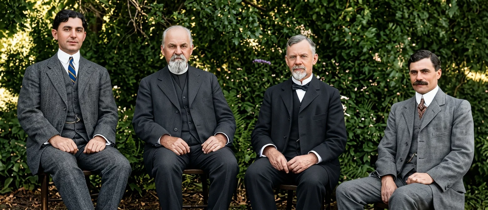 Left to right: J. P. Casey, secretary South African Union Conference; W. A. S. Hyatt, vice president; W. B. White, president; and W. B. Commin, treasurer.