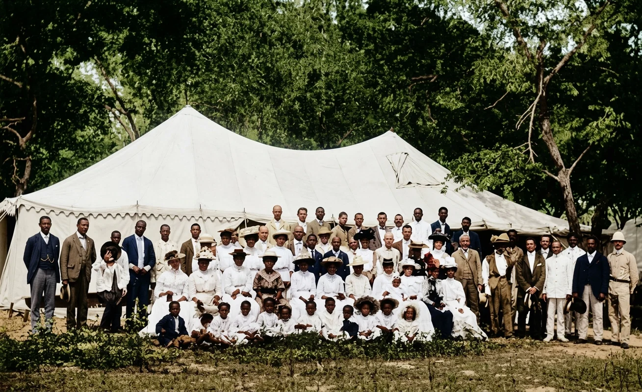 TENT AND CONGREGATION AT ST. CROIX, D. W. I.