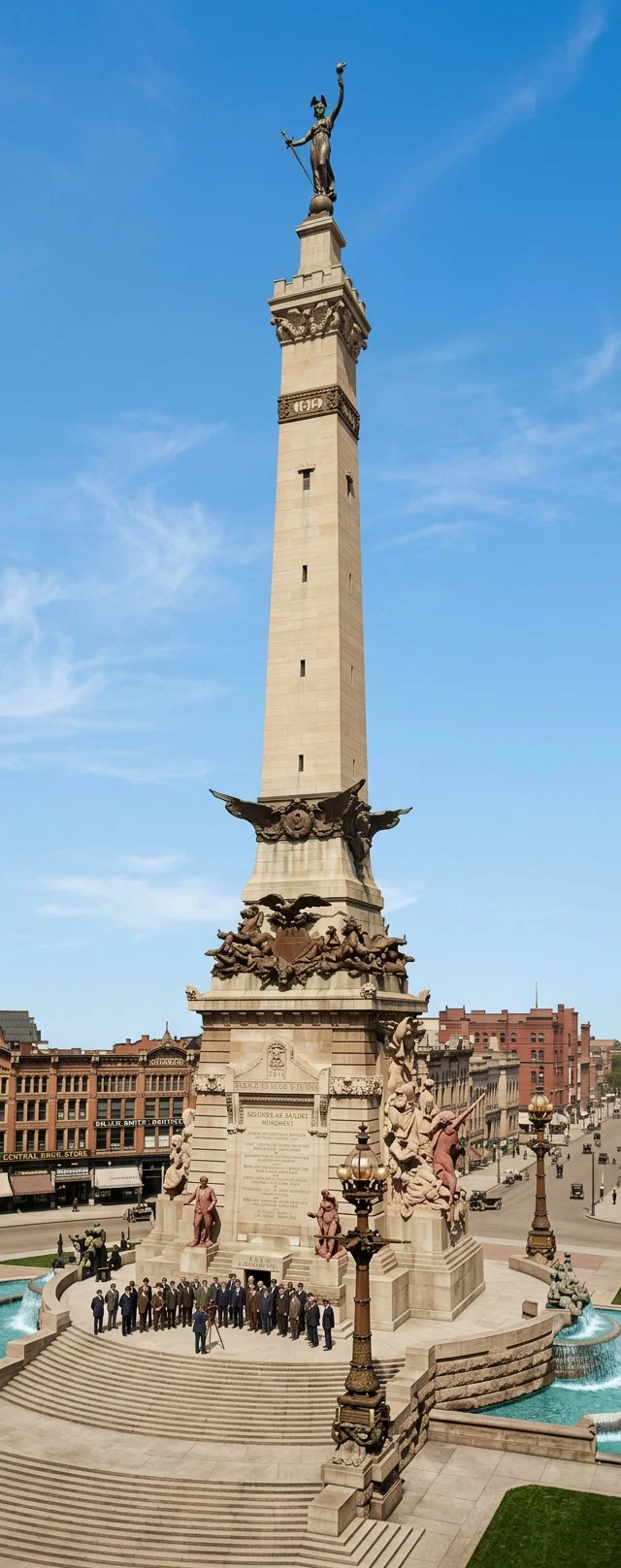 INDIANAPOLIS WAR MONUMENT, WHERE FEDERATION DELEGATES WERE PHOTOGRAPHED