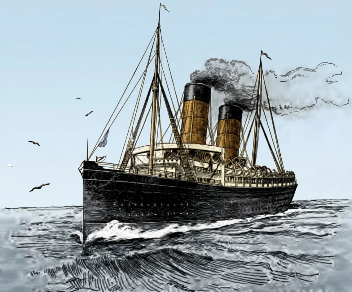 The "Lucania" crossing the Atlantic in 5 days, 7 hours and 23 minutes