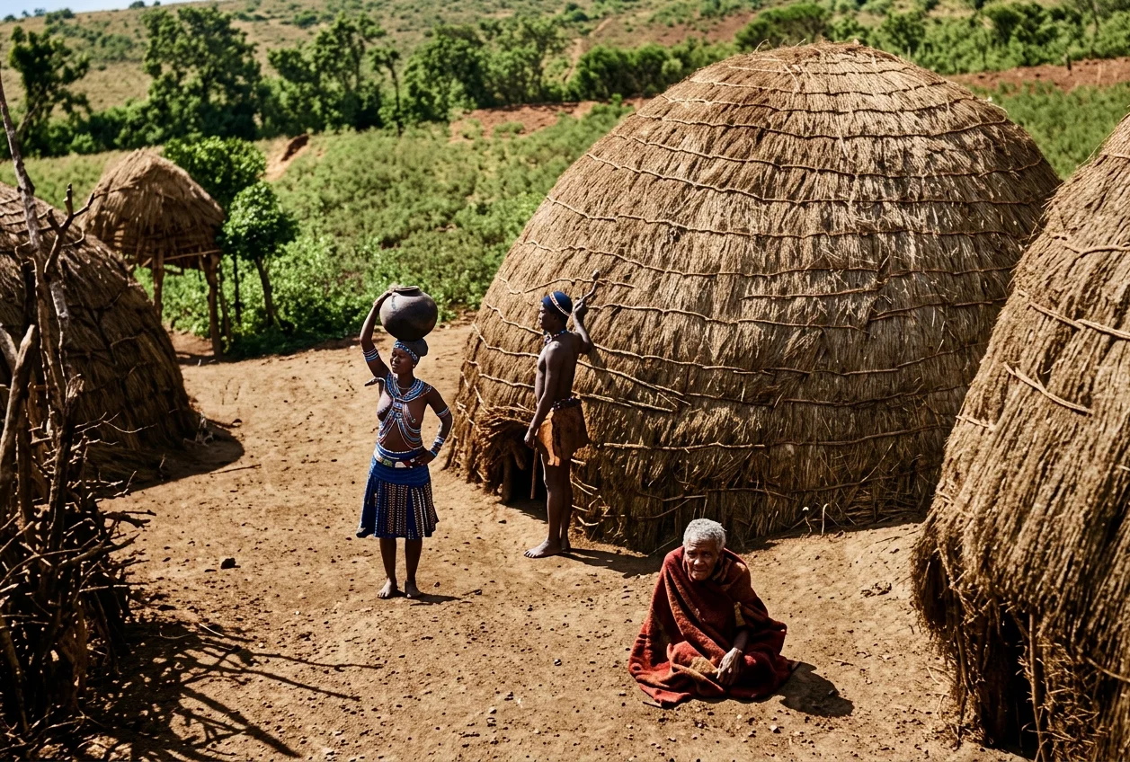 A NATIVE KRAAL IN KAFIRLAND
