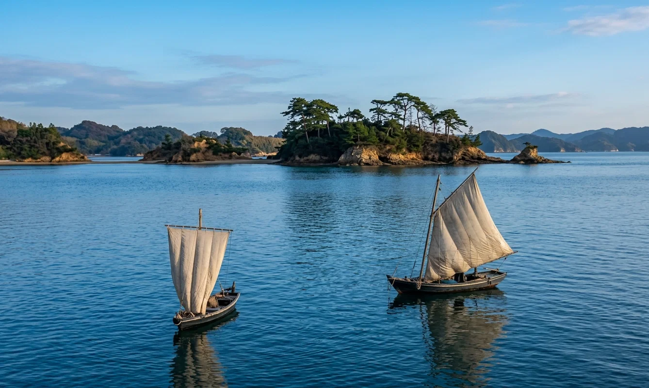 FISHING-BOATS ON THE INLAND SEA OF JAPAN