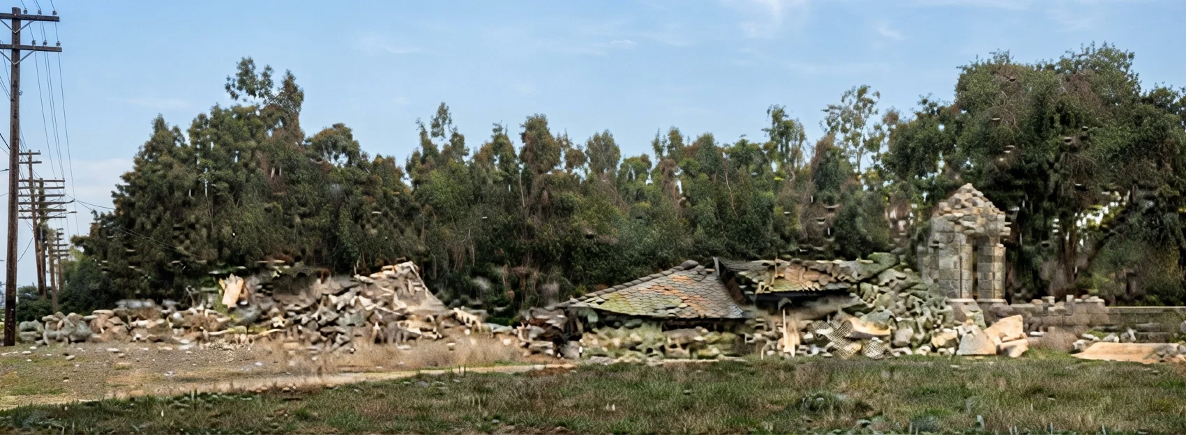 Arches of the entrance to the university grounds after the earthquake.
