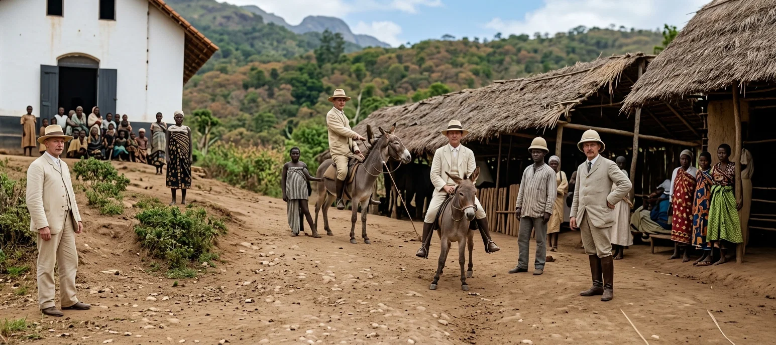 MISSIONARIES STARTING ON THEIR JOURNEY FROM THE FRIEDENSTAL MISSION STATION, GERMAN EAST AFRICA