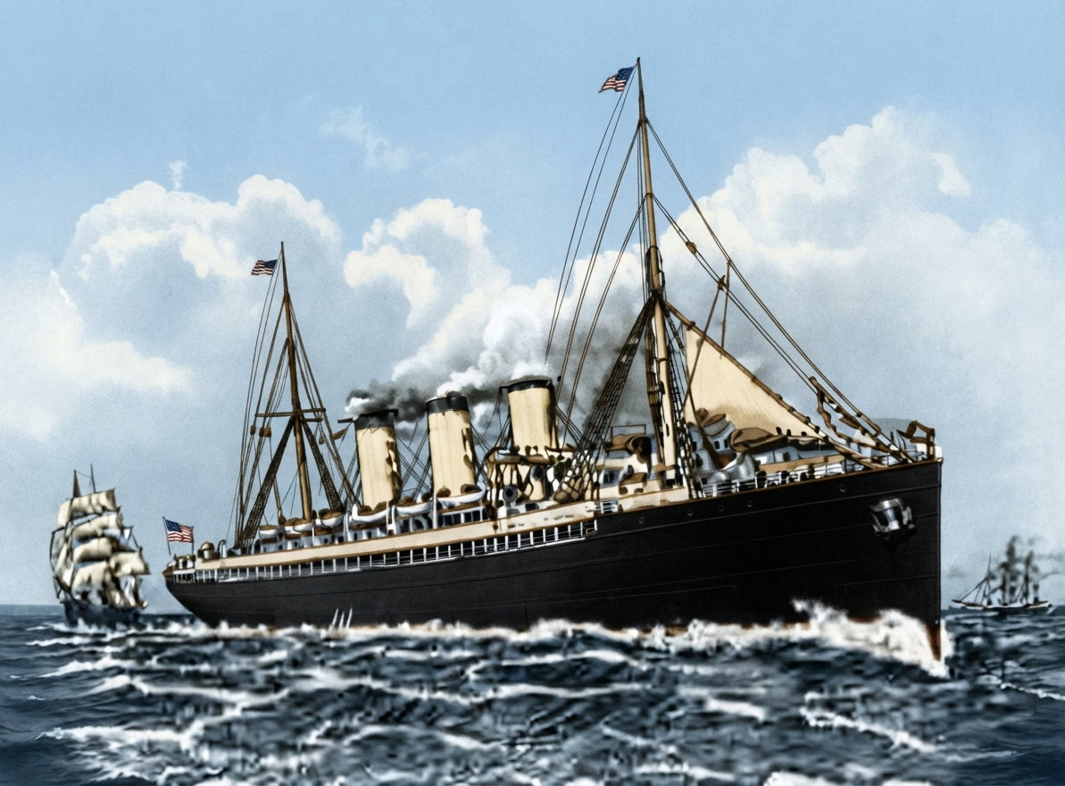 Large ocean steamship under way