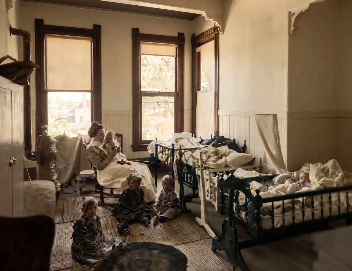 A Peep into the Nursery of the Home of the Friendless, Alameda, Cal.