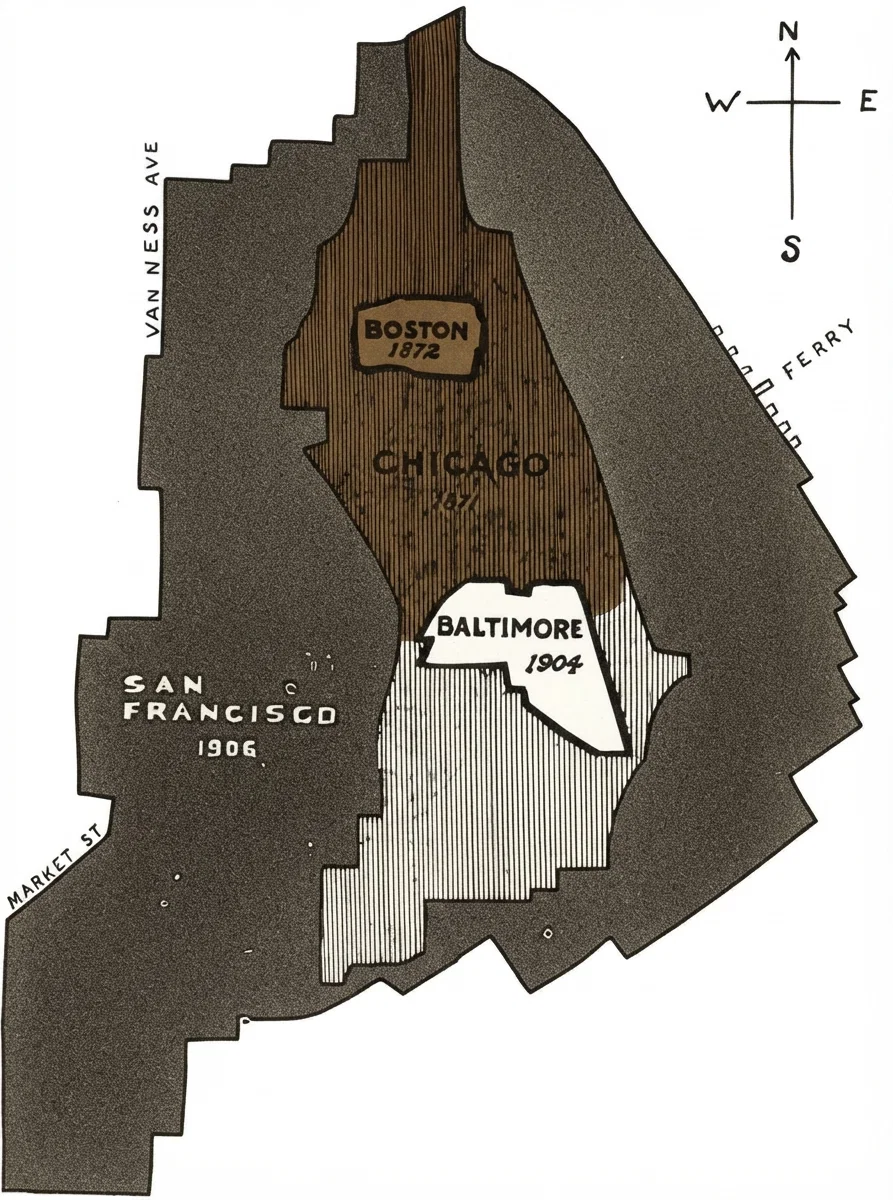 Comparative Area of Four Great Fires.