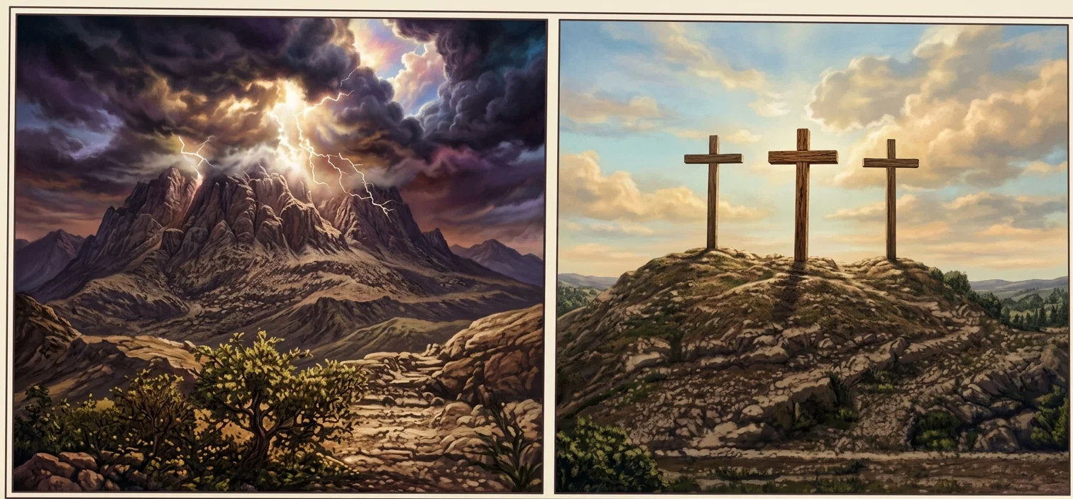 THE GIVING OF THE LAW    THE CROSS OF CALVARY