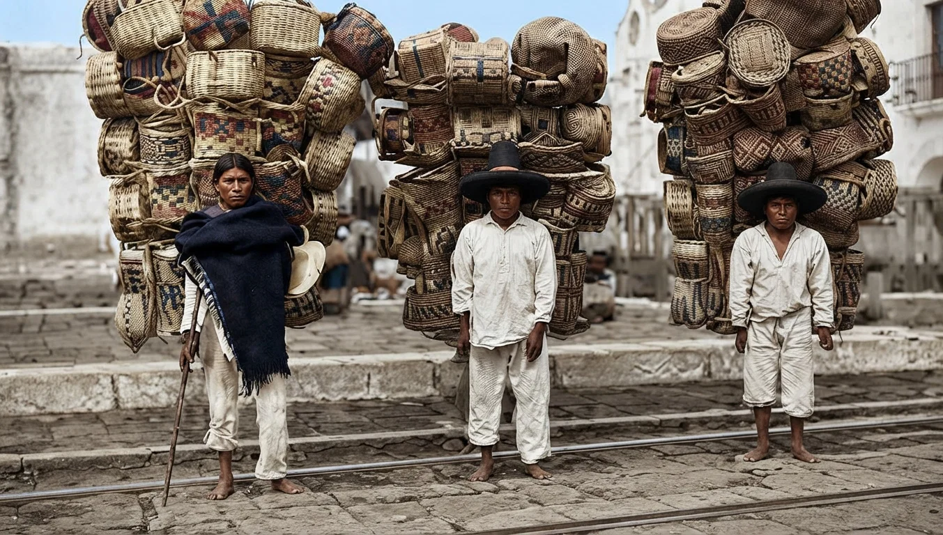 Venders of Baskets, Mexico.