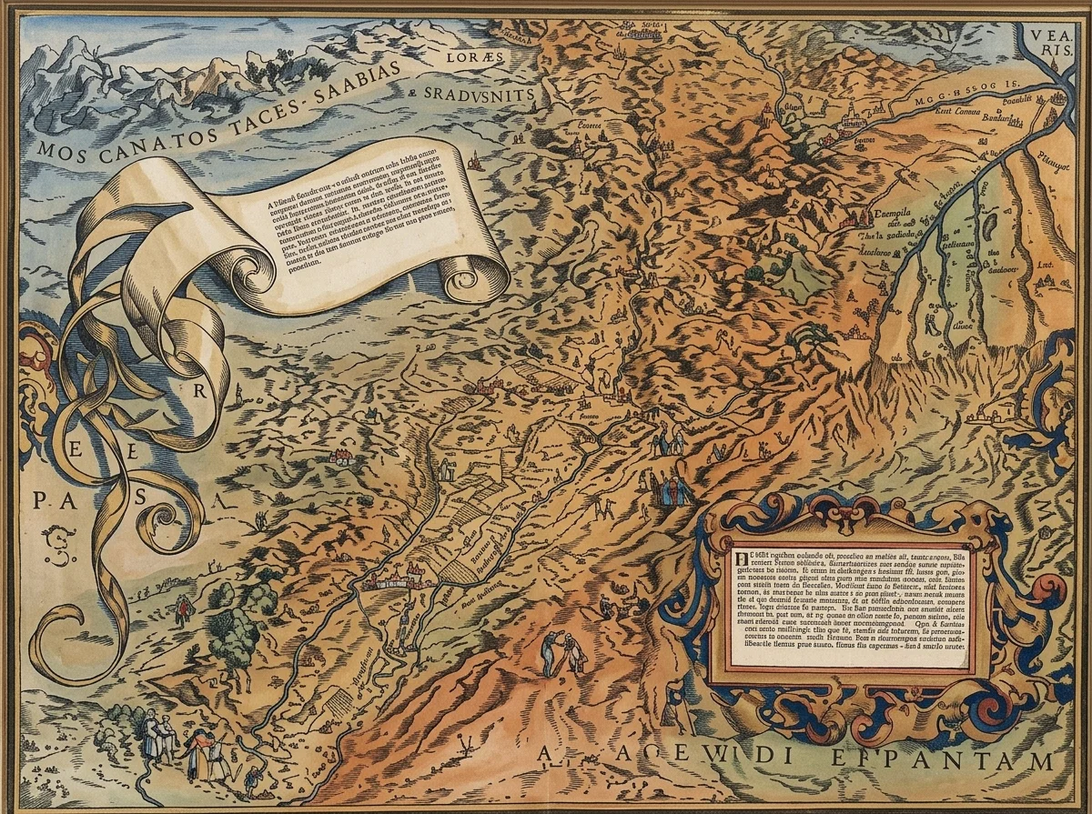 A map of Palestine at the beginning of the Old Testament of Coverdale's Bible, the first printed in English