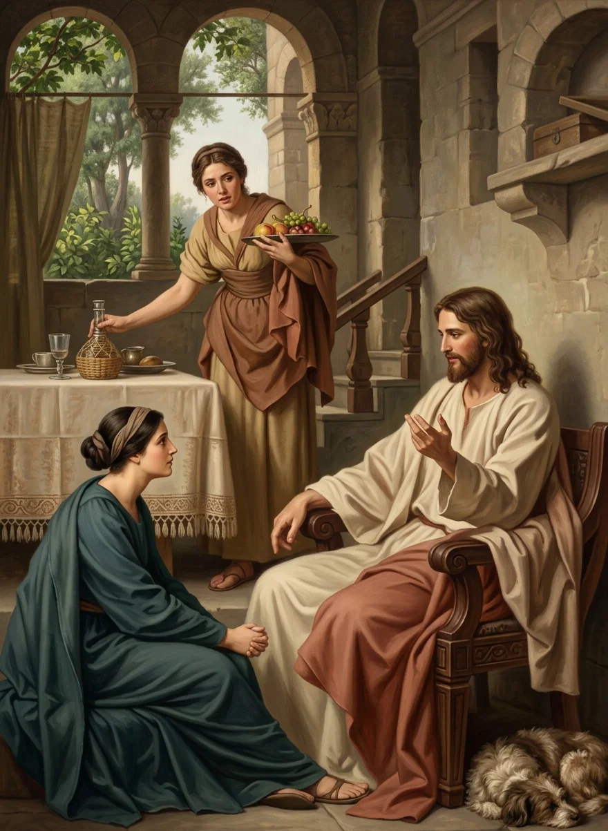 SERVING AND BEING SERVED.
“A certain woman named Martha received Him into her house. And she had a sister called Mary, which also sat at Jesus’ feet, and heard His word. But Martha was cumbered about much serving.” Luke 10:38-40.