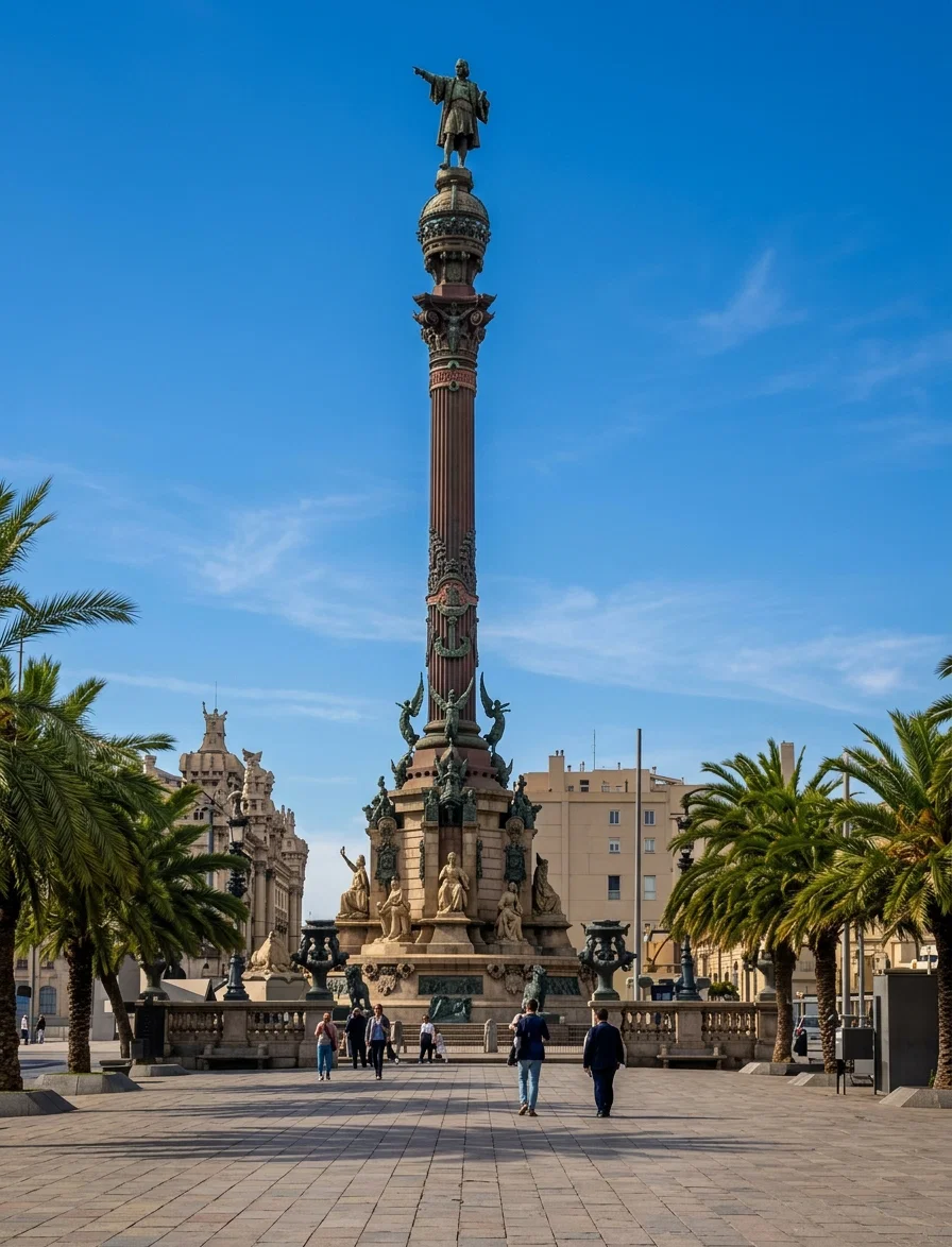MONUMENT OF COLUMBUS POINTING TO AMERICA