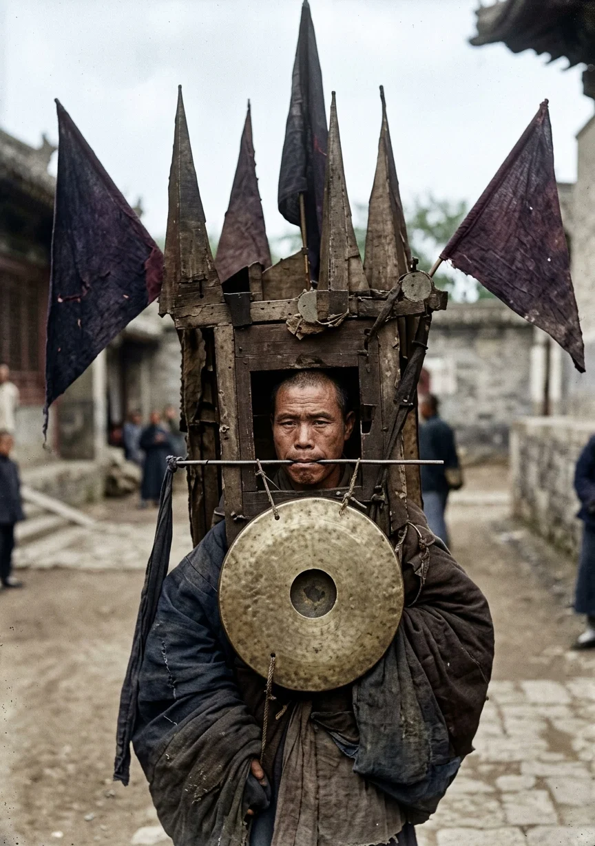 Buddhist Priest Torturing Himself to Excite Sympathy and Obtain Money.