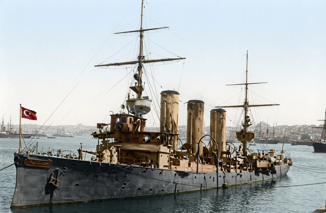 Turkish battle-ship, “Hamidie,” named after the sultan.