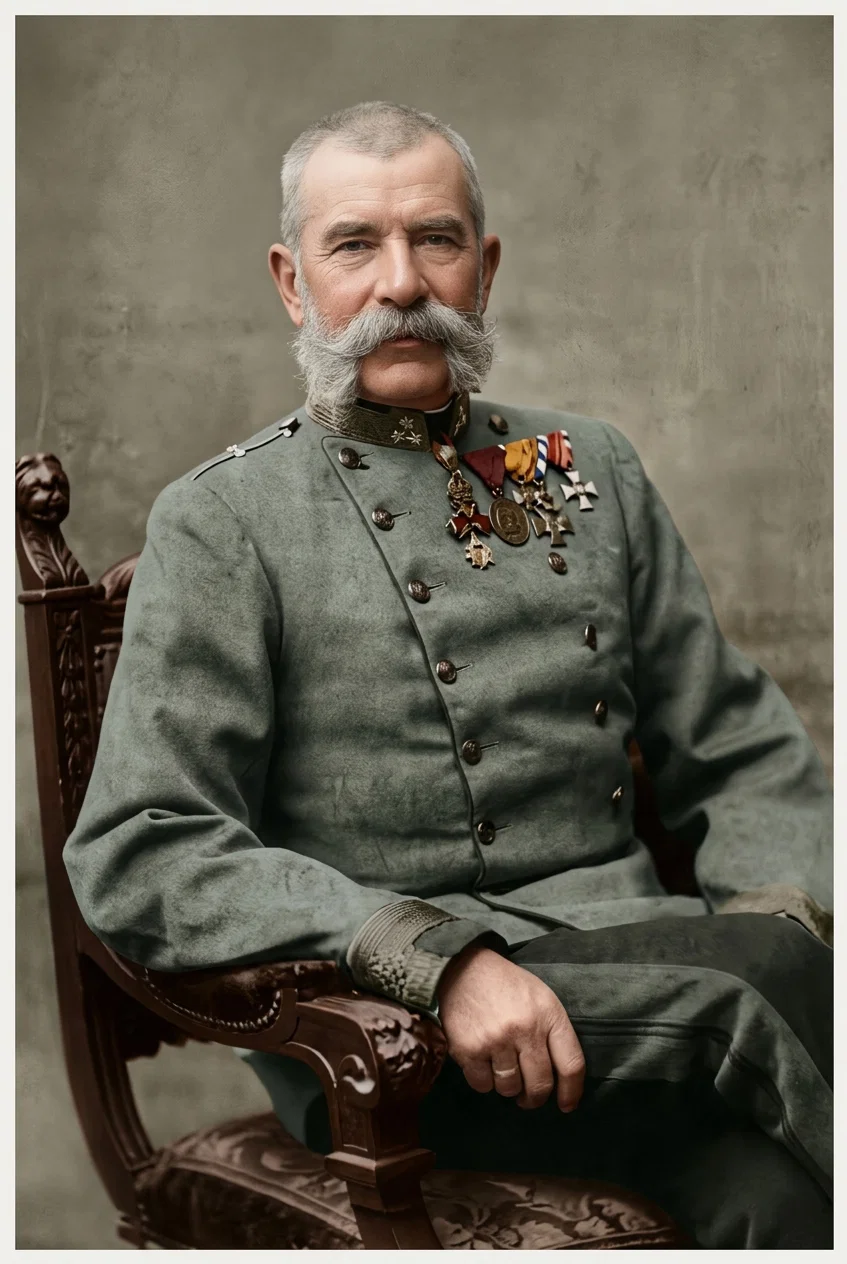 Francis Joseph, the venerable Emperor of Austria-Hungary, who has been disturbing the tranquillity of Europe by his demands upon Servia